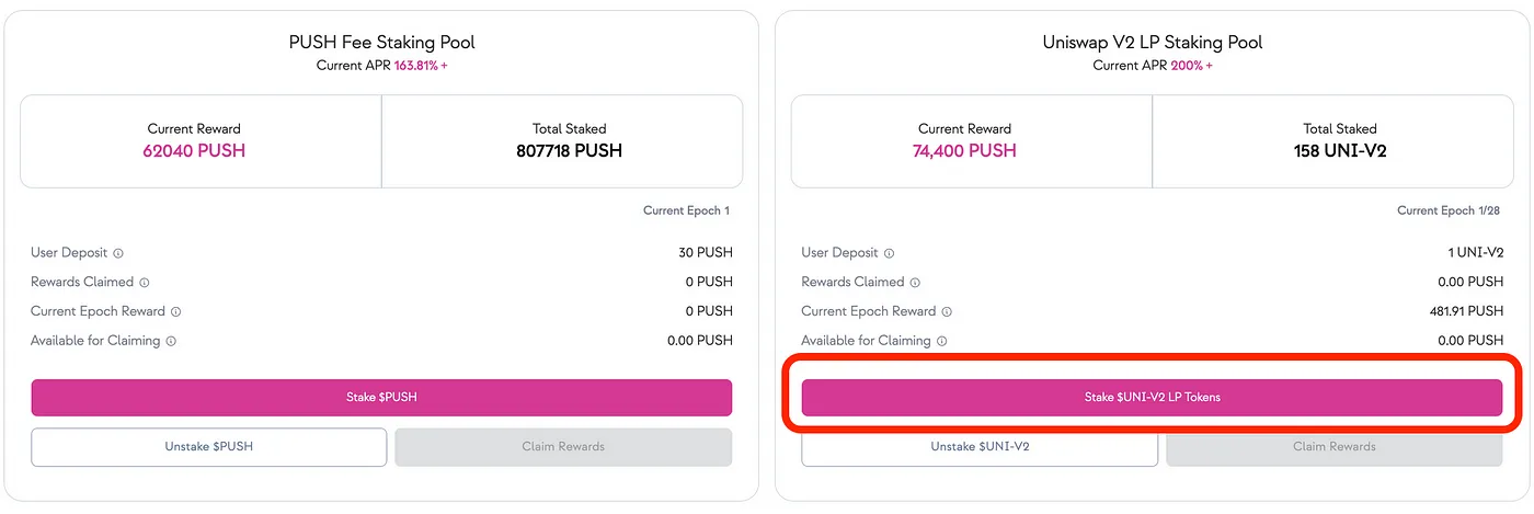 Click on the 'Stake $UNI-V2 LP Tokens' button Image